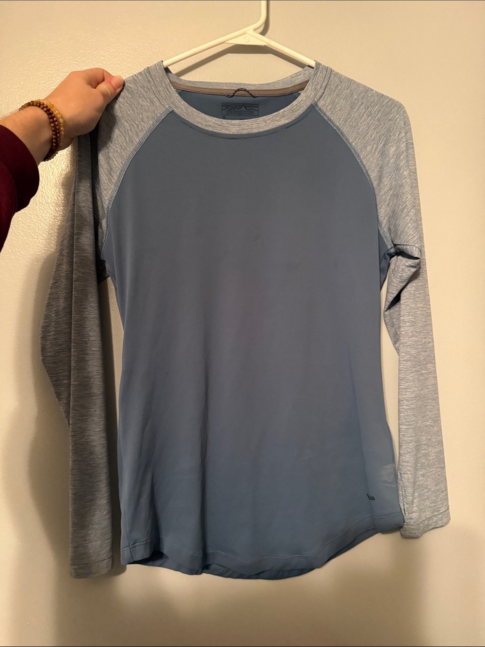Patagonia Two-Tone Blue Long Sleeve Raglan Tee